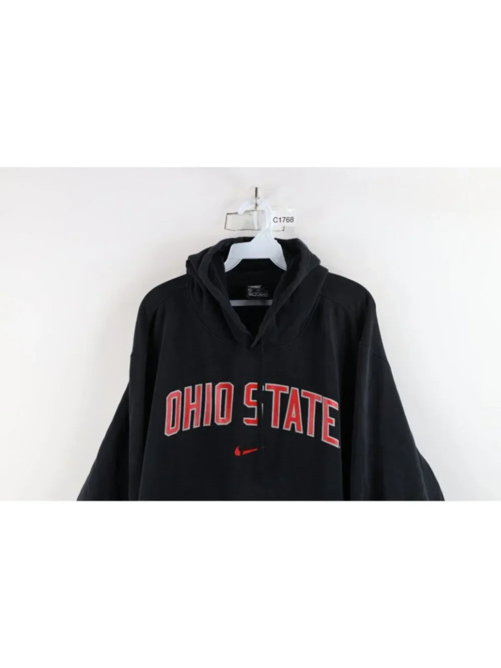 Vtg Nike Mens 2XL Travis Scott Center Swoosh Ohio State University Hoodie Black